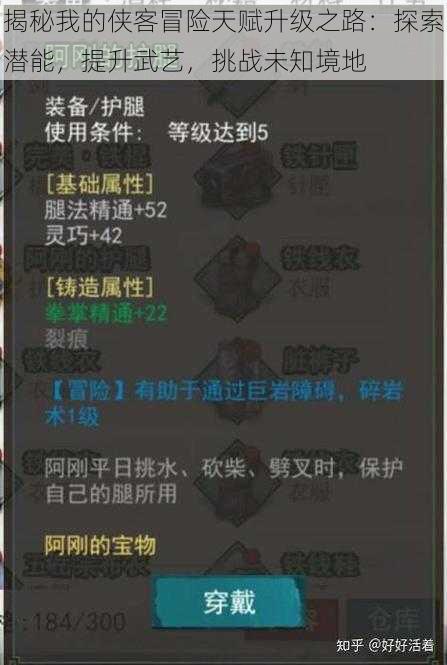 揭秘我的侠客冒险天赋升级之路:探索潜能,提升武艺,挑战未知境地